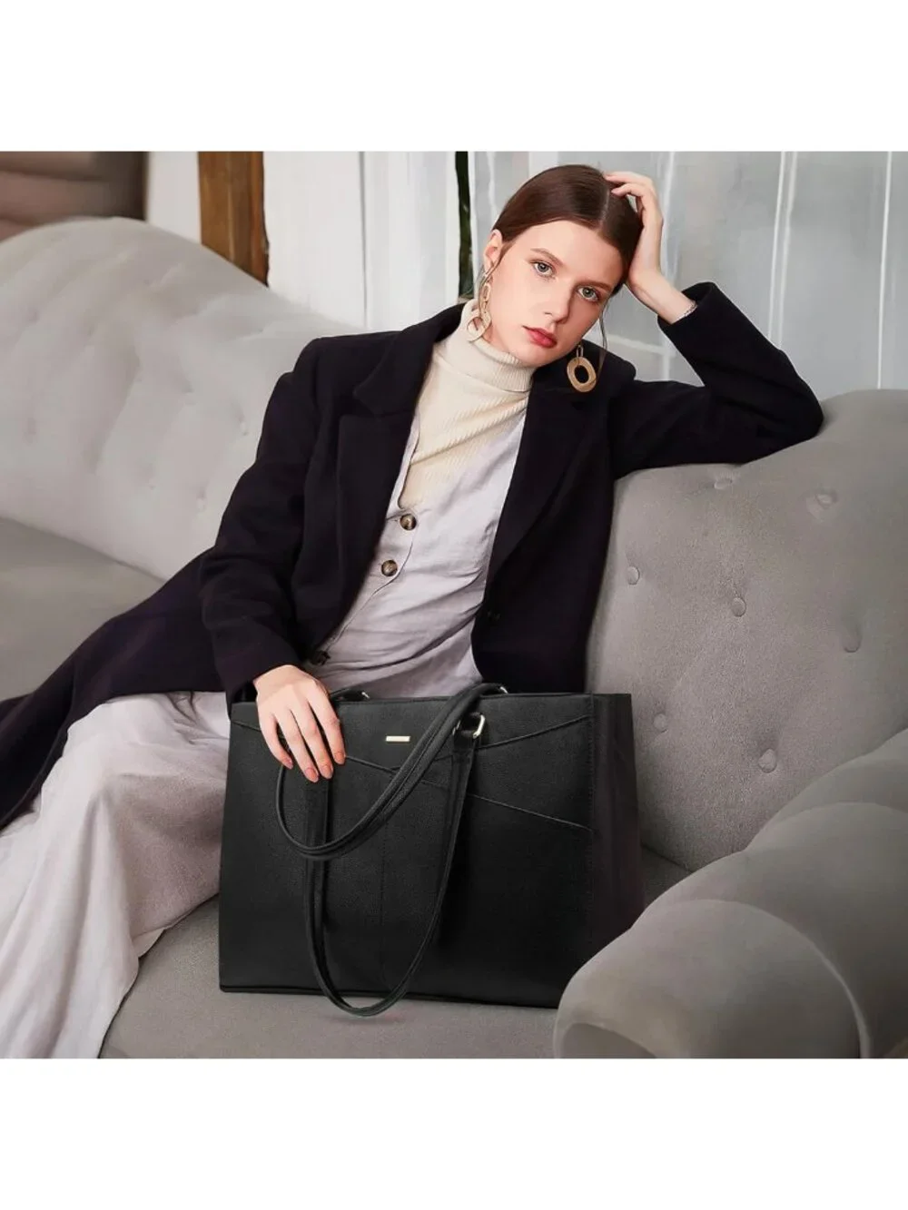 Stylish Waterproof Laptop Tote Bag for Women - Fits 15.6
